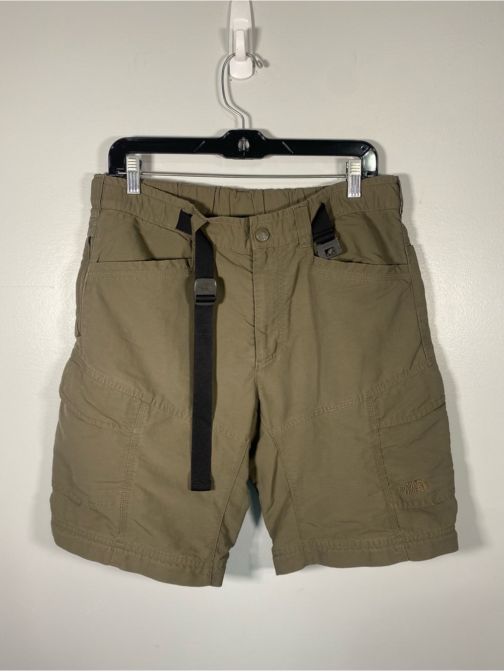 The North Face Olive Cargo Shorts with Integrated Black Web Belt